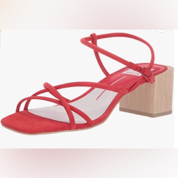 🆕DOLCE VITA ZAYLA HEELED WOODEN RED SANDALS (Sz 8.5) - Picture 3 of 16